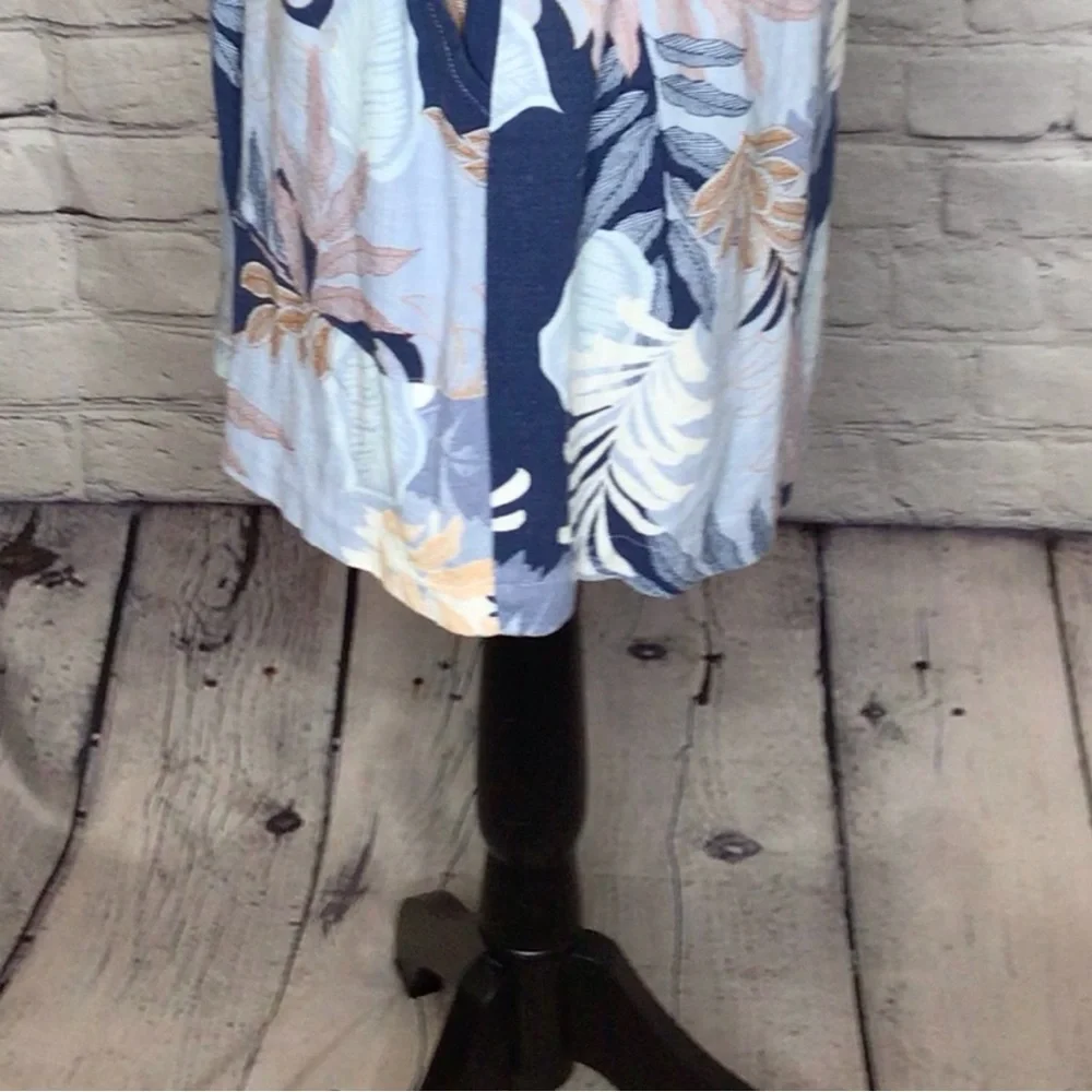 Aeropostale Blue Tan Leaf Print Paperbag Belted Skirt Small